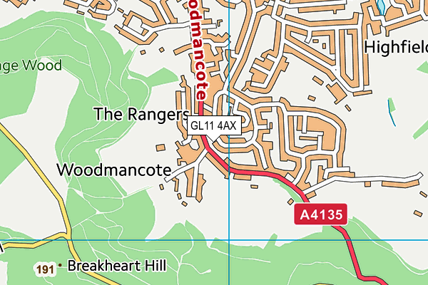 GL11 4AX map - OS VectorMap District (Ordnance Survey) GL11 4AX map - OS VectorMap District (Ordnance Survey)