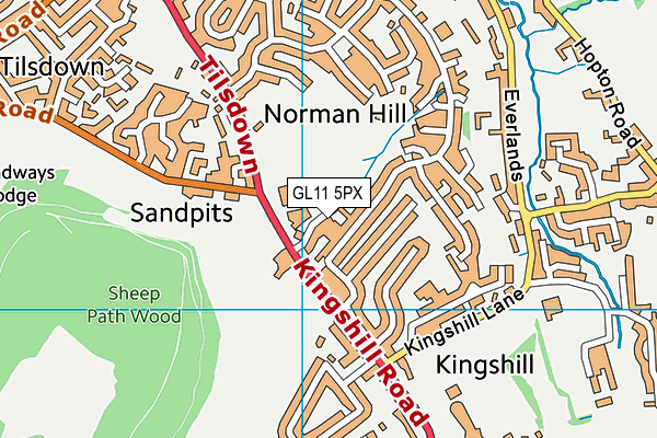 GL11 5PX map - OS VectorMap District (Ordnance Survey) GL11 5PX map - OS VectorMap District (Ordnance Survey)