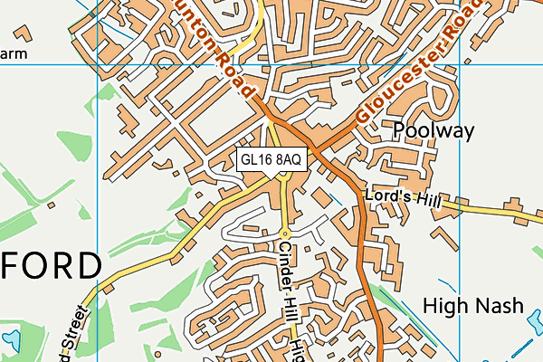 GL16 8AQ map - OS VectorMap District (Ordnance Survey)