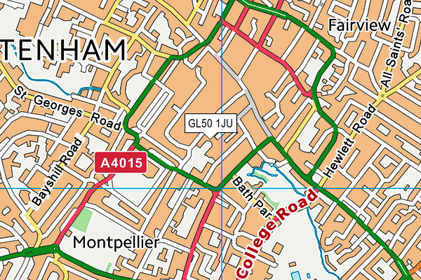 GL50 1JU map - OS VectorMap District (Ordnance Survey) GL50 1JU map - OS VectorMap District (Ordnance Survey)