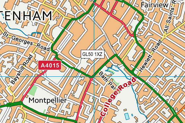 GL50 1XZ map - OS VectorMap District (Ordnance Survey)