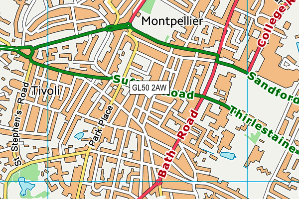 GL50 2AW map - OS VectorMap District (Ordnance Survey) GL50 2AW map - OS VectorMap District (Ordnance Survey)