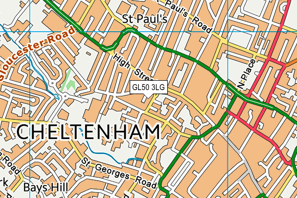 GL50 3LG map - OS VectorMap District (Ordnance Survey) GL50 3LG map - OS VectorMap District (Ordnance Survey)