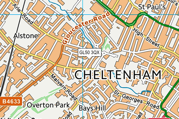 GL50 3QX map - OS VectorMap District (Ordnance Survey) GL50 3QX map - OS VectorMap District (Ordnance Survey)