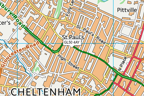 GL50 4AY map - OS VectorMap District (Ordnance Survey) GL50 4AY map - OS VectorMap District (Ordnance Survey)