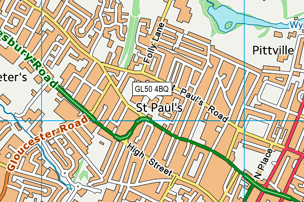 GL50 4BQ map - OS VectorMap District (Ordnance Survey)
