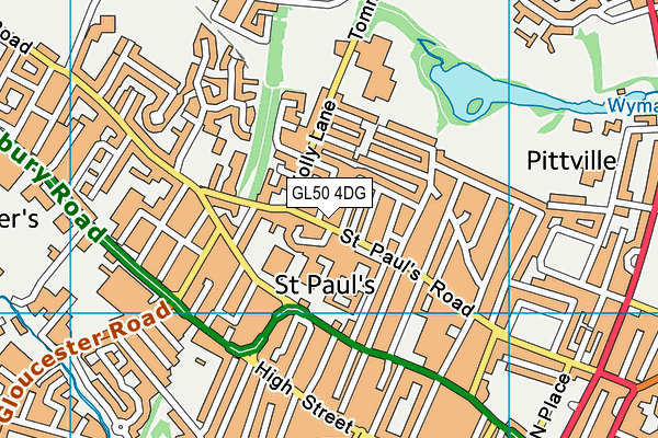 GL50 4DG map - OS VectorMap District (Ordnance Survey) GL50 4DG map - OS VectorMap District (Ordnance Survey)