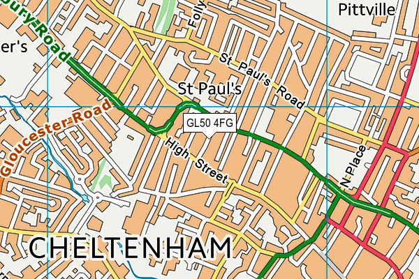 GL50 4FG map - OS VectorMap District (Ordnance Survey) GL50 4FG map - OS VectorMap District (Ordnance Survey)