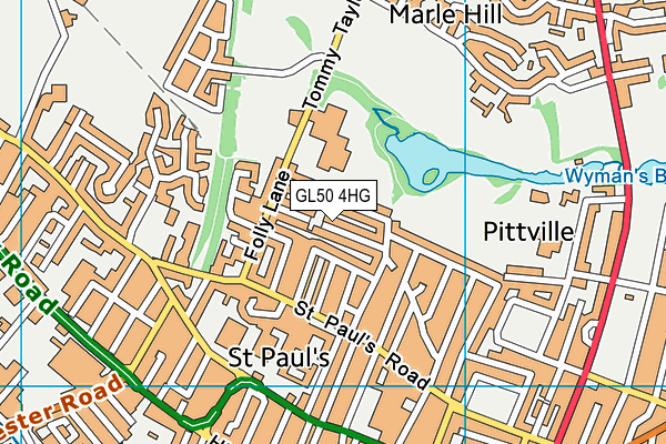 GL50 4HG map - OS VectorMap District (Ordnance Survey) GL50 4HG map - OS VectorMap District (Ordnance Survey)