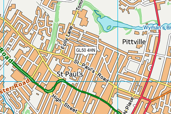 GL50 4HN map - OS VectorMap District (Ordnance Survey) GL50 4HN map - OS VectorMap District (Ordnance Survey)