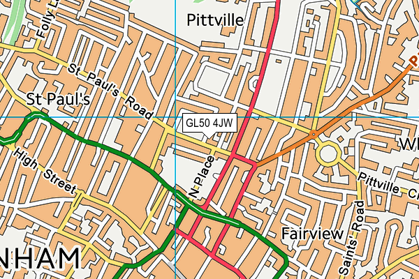 GL50 4JW map - OS VectorMap District (Ordnance Survey) GL50 4JW map - OS VectorMap District (Ordnance Survey)