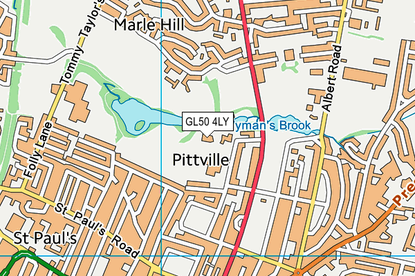 GL50 4LY map - OS VectorMap District (Ordnance Survey) GL50 4LY map - OS VectorMap District (Ordnance Survey)