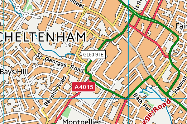 GL50 9TE map - OS VectorMap District (Ordnance Survey) GL50 9TE map - OS VectorMap District (Ordnance Survey)