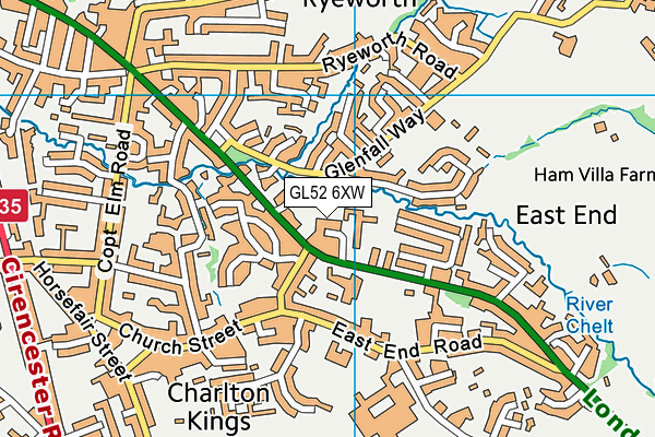 GL52 6XW map - OS VectorMap District (Ordnance Survey)