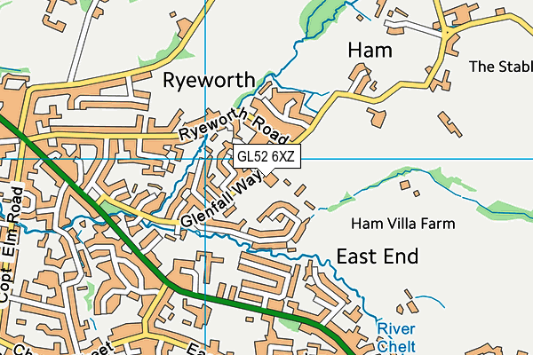 GL52 6XZ map - OS VectorMap District (Ordnance Survey) GL52 6XZ map - OS VectorMap District (Ordnance Survey)