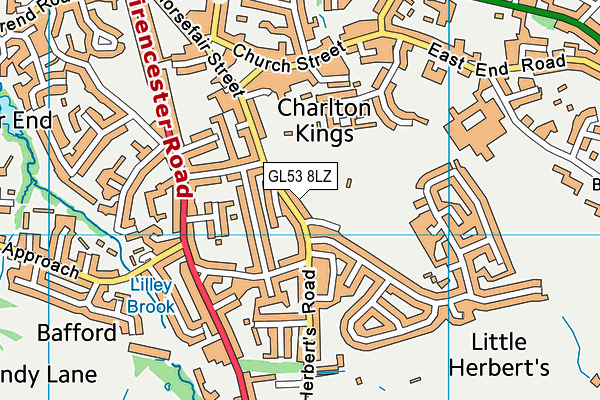 GL53 8LZ map - OS VectorMap District (Ordnance Survey) GL53 8LZ map - OS VectorMap District (Ordnance Survey)