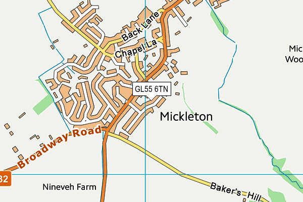 GL55 6TN map - OS VectorMap District (Ordnance Survey) GL55 6TN map - OS VectorMap District (Ordnance Survey)