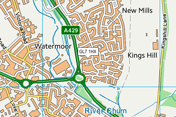 GL7 1HX map - OS VectorMap District (Ordnance Survey) GL7 1HX map - OS VectorMap District (Ordnance Survey)