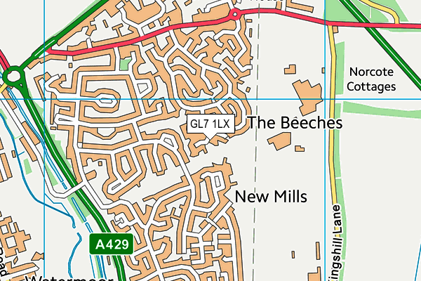 GL7 1LX map - OS VectorMap District (Ordnance Survey) GL7 1LX map - OS VectorMap District (Ordnance Survey)