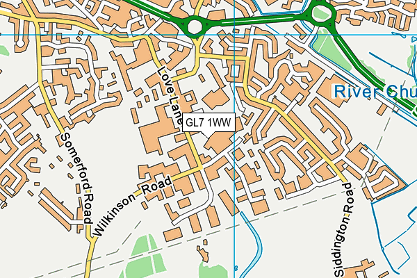 GL7 1WW map - OS VectorMap District (Ordnance Survey) GL7 1WW map - OS VectorMap District (Ordnance Survey)