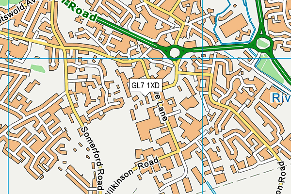 GL7 1XD map - OS VectorMap District (Ordnance Survey) GL7 1XD map - OS VectorMap District (Ordnance Survey)