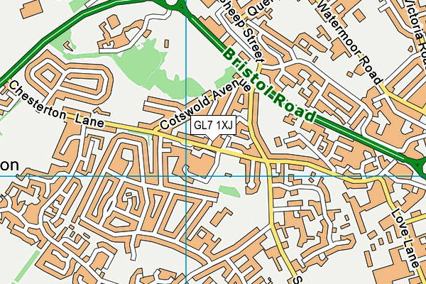 GL7 1XJ map - OS VectorMap District (Ordnance Survey) GL7 1XJ map - OS VectorMap District (Ordnance Survey)