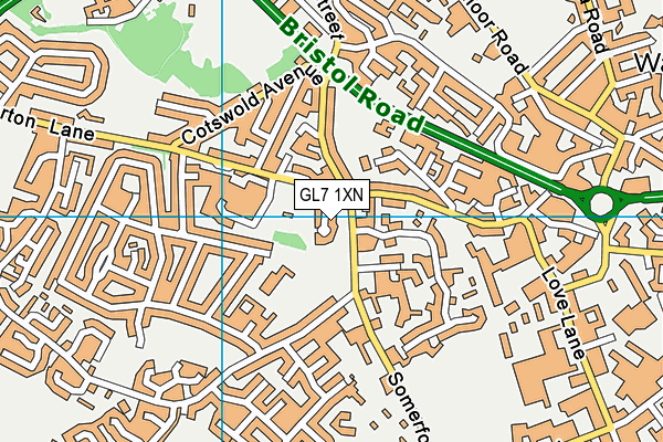GL7 1XN map - OS VectorMap District (Ordnance Survey) GL7 1XN map - OS VectorMap District (Ordnance Survey)