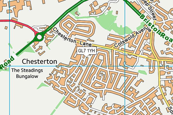 GL7 1YH map - OS VectorMap District (Ordnance Survey)