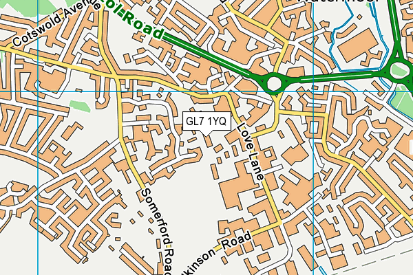 GL7 1YQ map - OS VectorMap District (Ordnance Survey) GL7 1YQ map - OS VectorMap District (Ordnance Survey)
