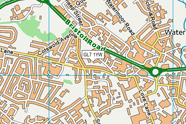 GL7 1YW map - OS VectorMap District (Ordnance Survey) GL7 1YW map - OS VectorMap District (Ordnance Survey)