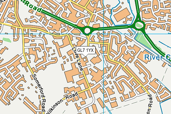 GL7 1YX map - OS VectorMap District (Ordnance Survey) GL7 1YX map - OS VectorMap District (Ordnance Survey)