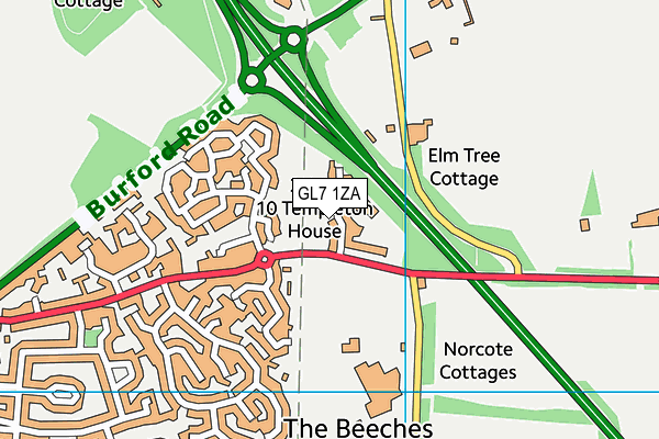 GL7 1ZA map - OS VectorMap District (Ordnance Survey) GL7 1ZA map - OS VectorMap District (Ordnance Survey)