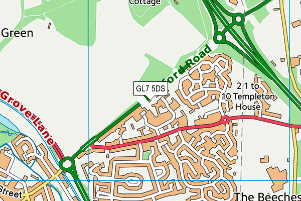 GL7 5DS map - OS VectorMap District (Ordnance Survey)
