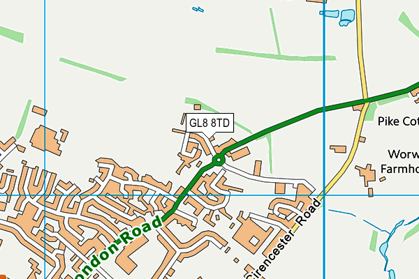 GL8 8TD map - OS VectorMap District (Ordnance Survey) GL8 8TD map - OS VectorMap District (Ordnance Survey)
