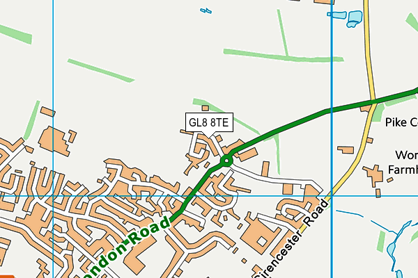 GL8 8TE map - OS VectorMap District (Ordnance Survey) GL8 8TE map - OS VectorMap District (Ordnance Survey)