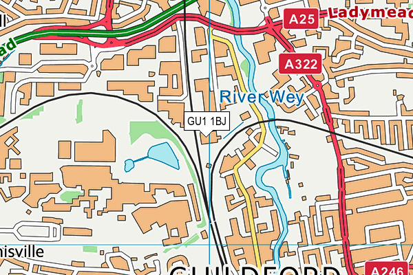 GU1 1BJ map - OS VectorMap District (Ordnance Survey) GU1 1BJ map - OS VectorMap District (Ordnance Survey)