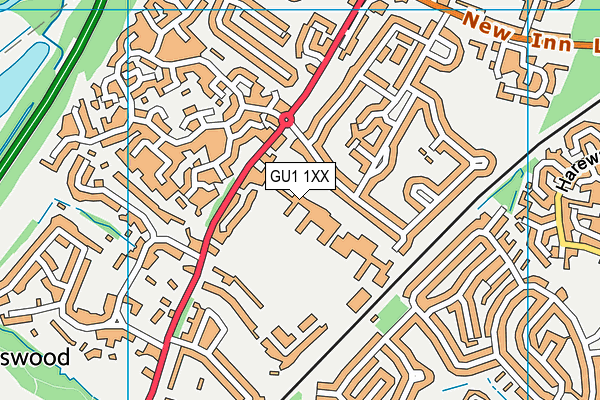 GU1 1XX map - OS VectorMap District (Ordnance Survey) GU1 1XX map - OS VectorMap District (Ordnance Survey)