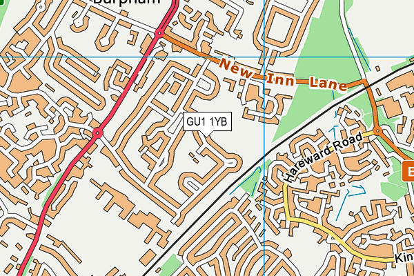 GU1 1YB map - OS VectorMap District (Ordnance Survey) GU1 1YB map - OS VectorMap District (Ordnance Survey)