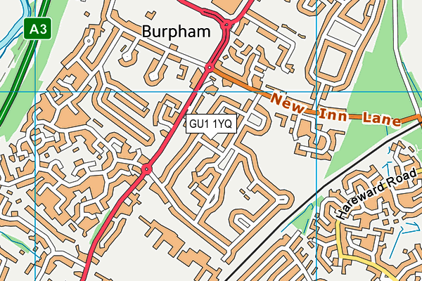 GU1 1YQ map - OS VectorMap District (Ordnance Survey) GU1 1YQ map - OS VectorMap District (Ordnance Survey)
