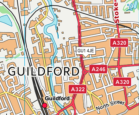 GU1 4JE map - OS VectorMap District (Ordnance Survey) GU1 4JE map - OS VectorMap District (Ordnance Survey)