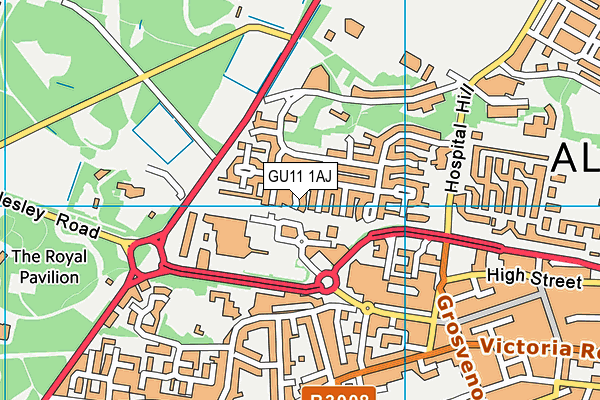 GU11 1AJ map - OS VectorMap District (Ordnance Survey) GU11 1AJ map - OS VectorMap District (Ordnance Survey)