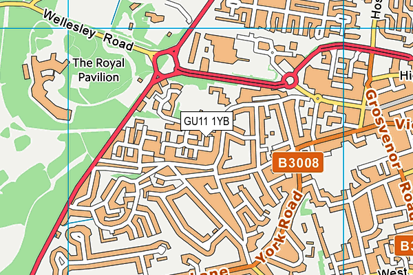 GU11 1YB map - OS VectorMap District (Ordnance Survey)