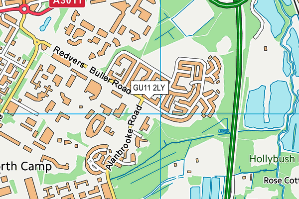 GU11 2LY map - OS VectorMap District (Ordnance Survey) GU11 2LY map - OS VectorMap District (Ordnance Survey)
