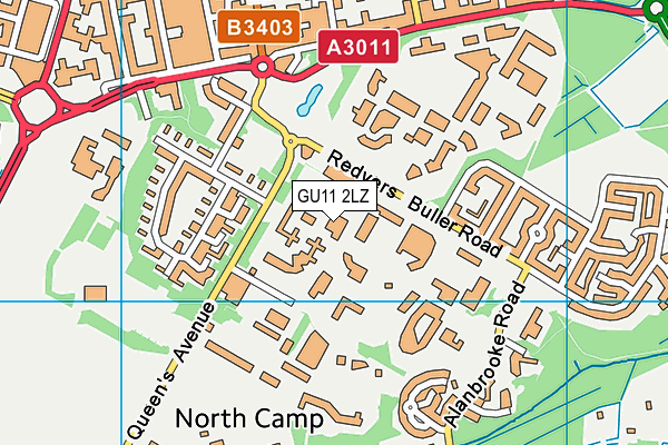 GU11 2LZ map - OS VectorMap District (Ordnance Survey) GU11 2LZ map - OS VectorMap District (Ordnance Survey)