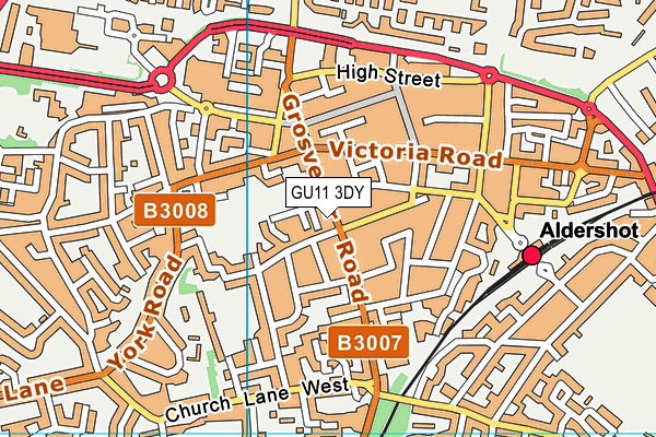 GU11 3DY map - OS VectorMap District (Ordnance Survey)