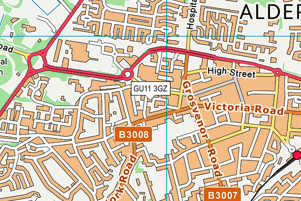 GU11 3GZ map - OS VectorMap District (Ordnance Survey)