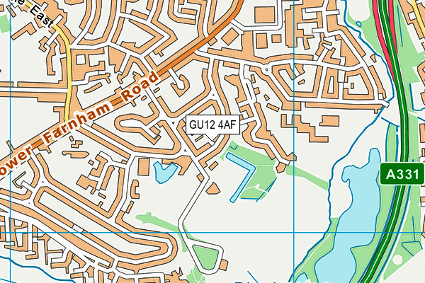 GU12 4AF map - OS VectorMap District (Ordnance Survey) GU12 4AF map - OS VectorMap District (Ordnance Survey)