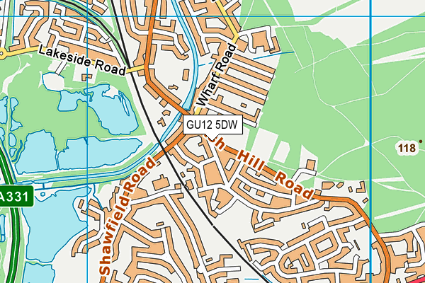 GU12 5DW map - OS VectorMap District (Ordnance Survey) GU12 5DW map - OS VectorMap District (Ordnance Survey)