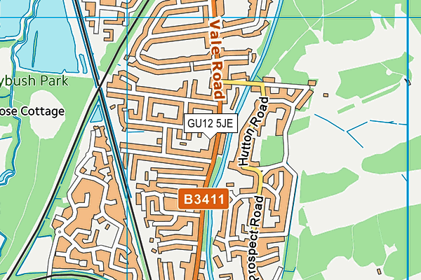 GU12 5JE map - OS VectorMap District (Ordnance Survey) GU12 5JE map - OS VectorMap District (Ordnance Survey)