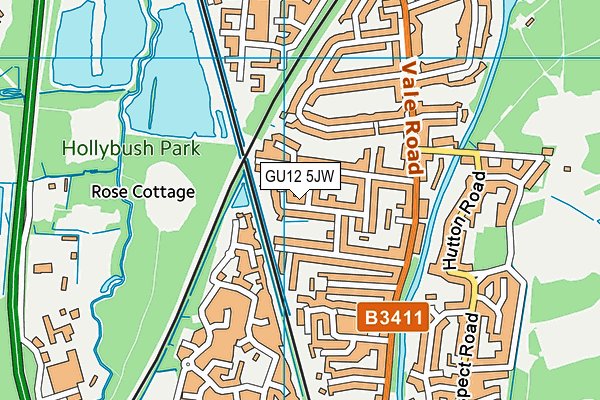GU12 5JW map - OS VectorMap District (Ordnance Survey) GU12 5JW map - OS VectorMap District (Ordnance Survey)